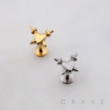 HEART AND DAGGER DEVILS TEARS INTERNALLY THREADED 316L SURGICAL STEEL LABRET SET